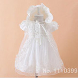 Girl Dress Baby Girl Christening Party Dress+Headband Princess Infant Wedding Dress Flower Girl Dresses toddler girl clothing