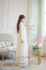 Free Shipping High Quality  Royal Women's Nightgown Princess Sleepwear Long White Pijamas Lace pijamas femininos