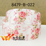 Free shipping flower ribbon satin ribbon10 yards 7/8"(22MM) printed satin ribbon 8479-022-B