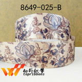 Free shipping flower ribbon satin ribbon10 yards 1"(25MM) printed satin ribbon 8649-025-B
