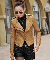 Free Shipping Fashion Women Leather Jacket 2017 Spring Autumn PU Motorcycle Clothing Female Green Leather Coat Plus Size 4XL
