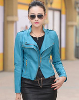Free Shipping Fashion Women Leather Jacket 2017 Spring Autumn PU Motorcycle Clothing Female Green Leather Coat Plus Size 4XL