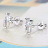 Free Shipping Fashion Wholesale Jewelry 925 Sterling Silver Earring Lovely Cat CZ Stud Earrings Women Accessories