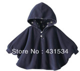 Free shipping England style Baby Cloak Two-sided wear 3 color Baby cape High quality infant baby outerwear 00068