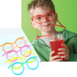 FREE SHIPPING Creative Funny Soft Glasses Straw Unique Flexible Drinking Tube Kids Party Accessories Random Color