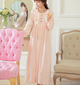 Free Shipping Comfortable Crystal Velvet Winter Nightgown Women's Long Sleepwear Princess Pijamas
