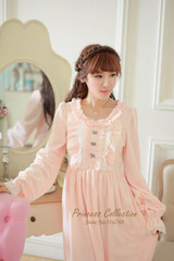 Free Shipping Comfortable Crystal Velvet Winter Nightgown Women's Long Sleepwear Princess Pijamas