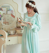Free Shipping Comfortable Crystal Velvet Winter Nightgown Women's Long Sleepwear Princess Pijamas