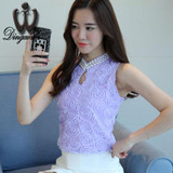 Dingaozlz Summer Vest Tops Fashion Women clothing Sleeveless Chiffon shirt Elegant Beaded lace blouse Blusas Femininas