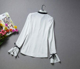 Dingaozlz Spring 2018 Ruffles Women blouse New fashion Slim OL White shirt Sweet bow Tops Long sleeve shirt Casual blusas