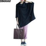 DIMANAF Women Plus Size Autumn Sweaters Knitting Cotton Solid Tops&amp;Tees Casual Fashion Loose Batwing Female Oversize Pullover