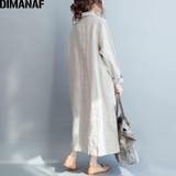 DIMANAF Women Blouse Plus Size Autumn Female Loose Casual Vintage Linen Chinese Style Large Size Pattern Print CardiganBlouse