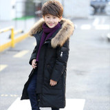 DIL'UFEN 2017 winter duck down jacket thicken Children jackets boy long thicken overcoat outerwear big fur collar hooded parkas