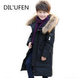 DIL'UFEN 2017 winter duck down jacket thicken Children jackets boy long thicken overcoat outerwear big fur collar hooded parkas
