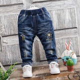 DIIMUU Kids Baby Clothes Toddler Casual Pants Infant Printed Cartoon Fashion Jeans Trousers Fit 2-5 Years