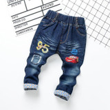 DIIMUU Kids Baby Clothes Toddler Casual Pants Infant Printed Cartoon Fashion Jeans Trousers Fit 2-5 Years