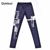 Digital Printing gun Hot Women New Pants Womens Trousers Fashion Cotton Blend Pant Capris Black sporstwear Fitness Drop ship