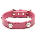 Designer Genuine Real Leather Paw Studded pet Dog Collars 2015 Popular for Pet Puppy Dog Small Medium Large Collar Free shipping