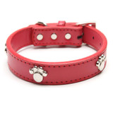 Designer Genuine Real Leather Paw Studded pet Dog Collars 2015 Popular for Pet Puppy Dog Small Medium Large Collar Free shipping