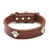 Designer Genuine Real Leather Paw Studded pet Dog Collars 2015 Popular for Pet Puppy Dog Small Medium Large Collar Free shipping