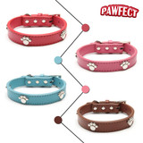 Designer Genuine Real Leather Paw Studded pet Dog Collars 2015 Popular for Pet Puppy Dog Small Medium Large Collar Free shipping