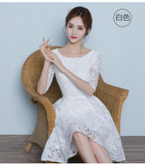 Designer Cocktail Dresses Half Sleeves Knee Length Pink Appliques Lace A-line Prom Gowns Sheer Party Fiesta Dress Spring