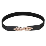 Designer Belts Women Gold Metal Belt 2017 Ladies Girls Metal Leaf Stretchy Womens Elastic Waist Belt Waistband Belts for Women