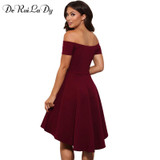 DeRuiLaDy Women Summer Dress 2017 Womens Sexy Off Shoulder Party Dresses Elegant Red Blue Black Casual Vintage Dress Vestidos