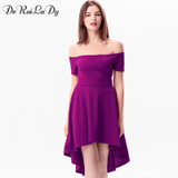 DeRuiLaDy Women Summer Dress 2017 Womens Sexy Off Shoulder Party Dresses Elegant Red Blue Black Casual Vintage Dress Vestidos