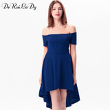 DeRuiLaDy Women Summer Dress 2017 Womens Sexy Off Shoulder Party Dresses Elegant Red Blue Black Casual Vintage Dress Vestidos