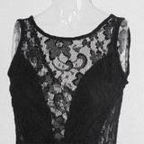 DeRuiLaDy Women Sleeveless Lace Stitching summer Dress Sexy Backless Black Pleated Dresses party Mini Casual Dress vestidos