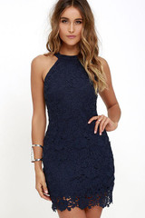 DeRuiLaDy Women Mini Bodycon Dress Elegant Wedding Party Sexy Night Club Casual Dresses Halter Neck Sleeveless Lace Summer Dress