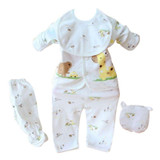 Newborn Baby 5PCs Boy Girl Cartoon Infant Clothing Set Bib Hats Cotton Toddler