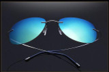 NewArrival Free Shipping Luxury Ultra-light Flexible Pure Titanium Rimless Mirror Polarized Sunglasses Eyeglasses Eyewear Unisex