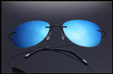 NewArrival Free Shipping Luxury Ultra-light Flexible Pure Titanium Rimless Mirror Polarized Sunglasses Eyeglasses Eyewear Unisex