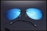 NewArrival Free Shipping Luxury Ultra-light Flexible Pure Titanium Rimless Mirror Polarized Sunglasses Eyeglasses Eyewear Unisex