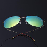 NewArrival Free Shipping Luxury Ultra-light Flexible Pure Titanium Rimless Mirror Polarized Sunglasses Eyeglasses Eyewear Unisex