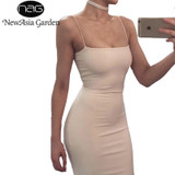 NewAsia Garden Double Layered Cotton Bodycon Dress Sexy Summer Dress Tank Sleeveless Party Dress Club Bandage Dresses Vestidos