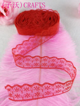New! Rubber red 10 yards beautiful lace ribbon, 22mm wide, diy jewelry, clothing, wedding decorations