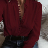 New ZANZEA Women Lapel Neck Long Sleeve Buttons Down Sexy Solid Office Work Blouse Casual Party Business Elegant Shirt Plus Size