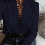 New ZANZEA Women Lapel Neck Long Sleeve Buttons Down Sexy Solid Office Work Blouse Casual Party Business Elegant Shirt Plus Size