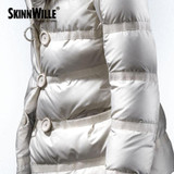 2016 autumn and winter down jacket women short paragraph European style minimalist hooded white goose down warm jacket Women 90