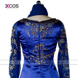 2016 Abaya in Dubai Turkish Gown Lace Moroccan Kaftan Blue Formal Dresses Muslim Evening Dress SA713