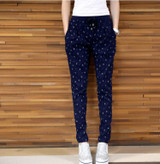 2016 5XL 4XL 3XL Autumn Summer Plus size Women Clothing Fashion Casual Loose Print Tie Elastic Waist Full Length Pencil Pants