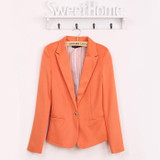 2016  Women Suit Blazer Foldable Brand Jacket Made Of Cotton & Spandex With Lining Vogue Candy Colors Blazers Free ShippingA7995