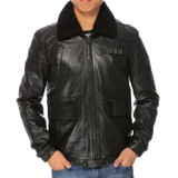 2015 winter men's coat Real Lamb fur collar sheepskin coats cotton liner casual flight jacket black genuin leather jacket men
