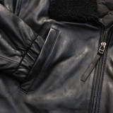 2015 winter men's coat Real Lamb fur collar sheepskin coats cotton liner casual flight jacket black genuin leather jacket men