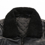 2015 winter men's coat Real Lamb fur collar sheepskin coats cotton liner casual flight jacket black genuin leather jacket men