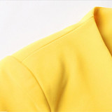 2015 Winter fashion long sleeve yellow blazer women slim formal one button V-Neck jacket office ladies plus size work wear coat