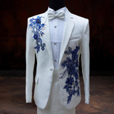 2015 wedding groom dress paillette suits clothes male formal dress costume white for singer dancer performance formal prom